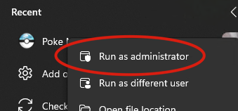 run as admin